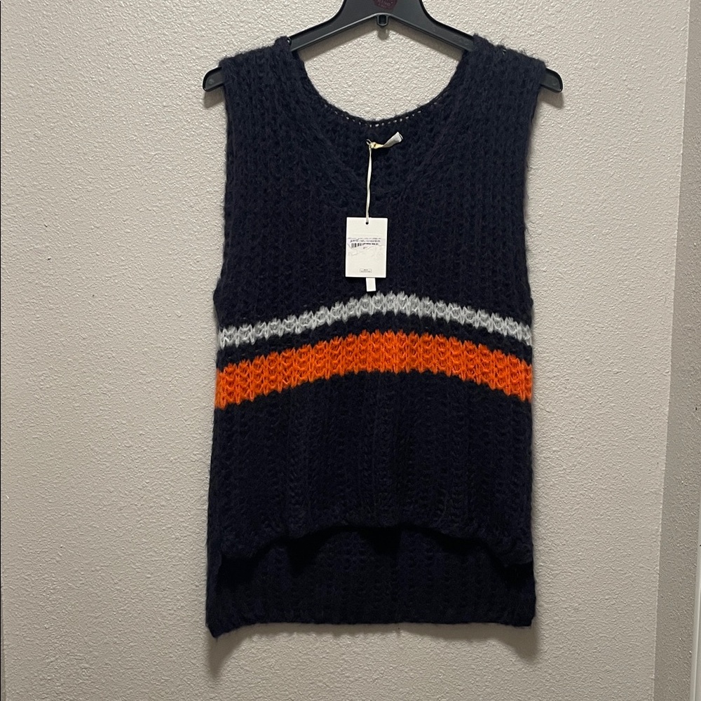 Mili Milano Striped V-Neck Knit Sweater Vest